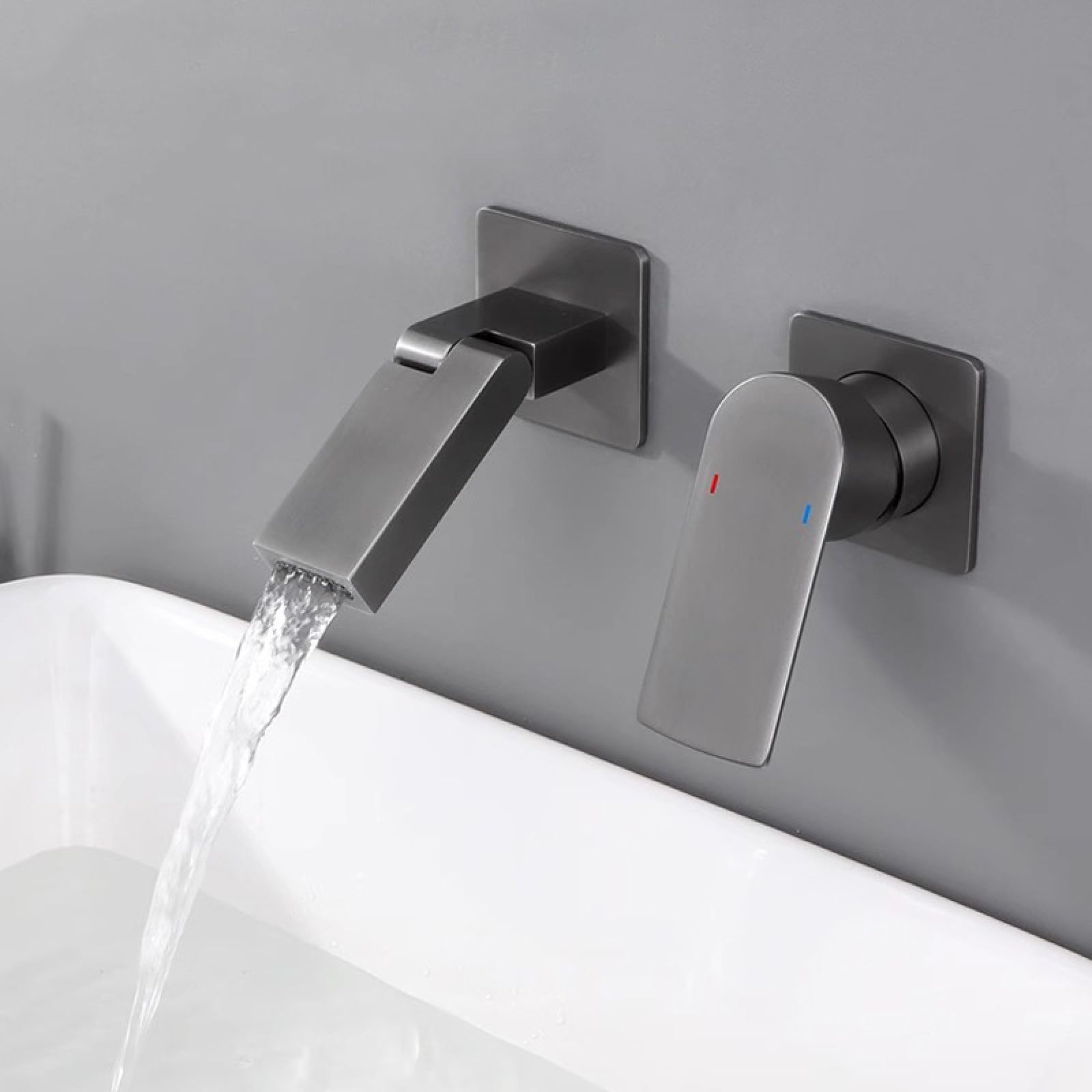 Fanjubei Bullet Ash All-Copper Concealed Hot And Cold Folding Basin Faucet, Gunpowder Gray