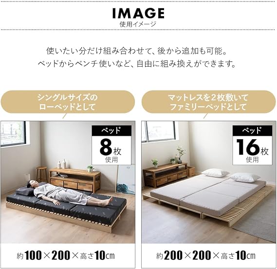 Emur Freely Interchangeable Pallet Bed, Bed Frame, Set of 4