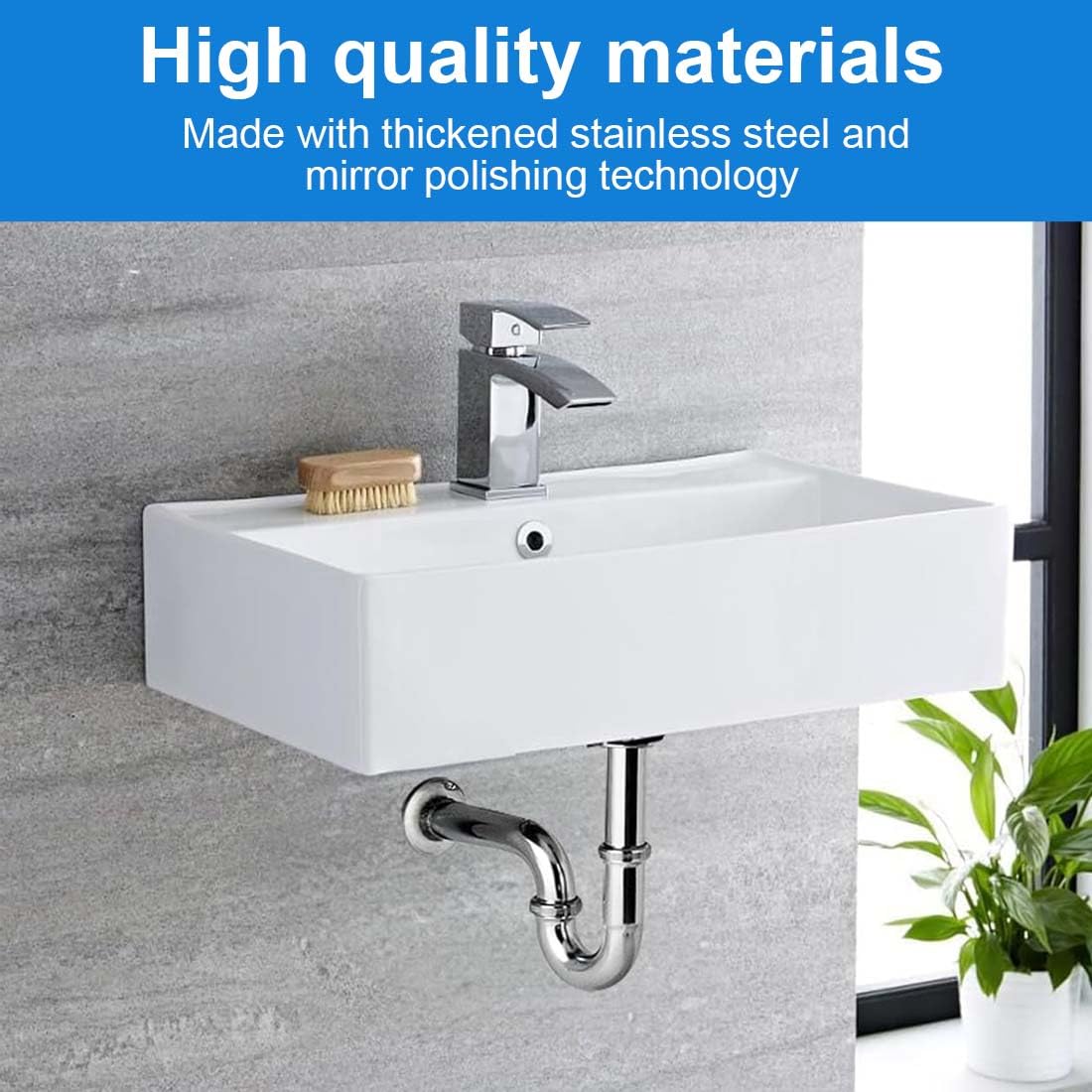 GXGM Tubo Di Prolunga Per Scarico Lungo 300 Mm,Sifone Lavabo Bagno, Scarico Lavandino Bagno, Tubo Di Prolunga Per Scarico Cromato Per Scarico Del Lavabo (Dado, Rondella Di Tenuta In Gomma)