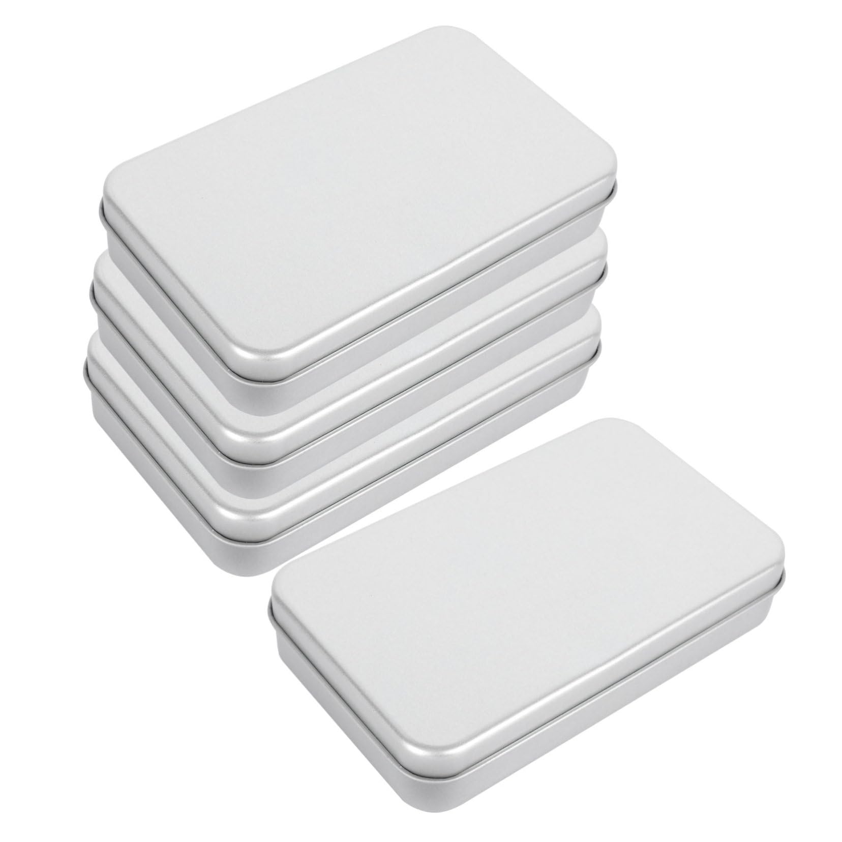 4piezas Caja Rectangular De Almacenamiento Para Cartas De Contenedor De Hojalata Multiusos Para Tarjetas Fotos y Objetos Pequeños Práctico Estuche Portátil
