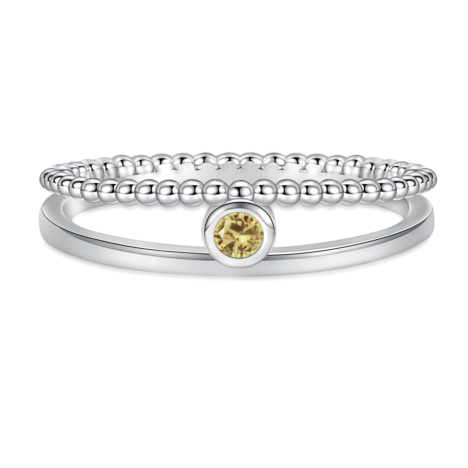 MANBU Sterling Silver Birthstone Ring for Women - Colorful Stackable Promise Ring Birthday Anniversary Christmas Jewelry Gifts for Her Girls Mom Wife