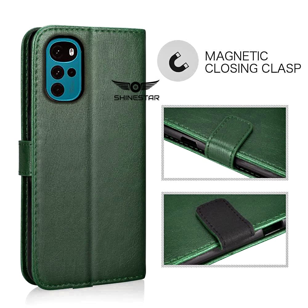 SHINESTAR Moto G22 Leather Flip Cover - Green -3 SHINESTAR Moto G22 Leather Flip Cover - Green -3