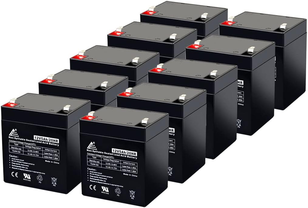 ECI Power 8 Pack: 12V 5AH VRLA AGM 12V 5AH Rechargeable Battery for LiftMaster 485LM/Craftsman 53918/Chamberlain 4228 Garage Door Opener, Security Alarm, etc