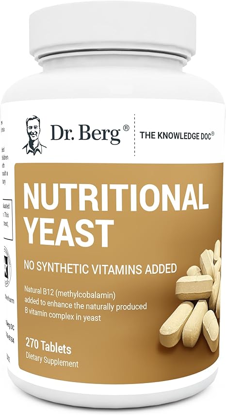Dr. Berg Nutritionals Yeast Tablets – Natural B12 Added - All 8 B Vitamin Complex – Organic Vanilla Flavor - 270 Vegan Tablets Dietary Supplements