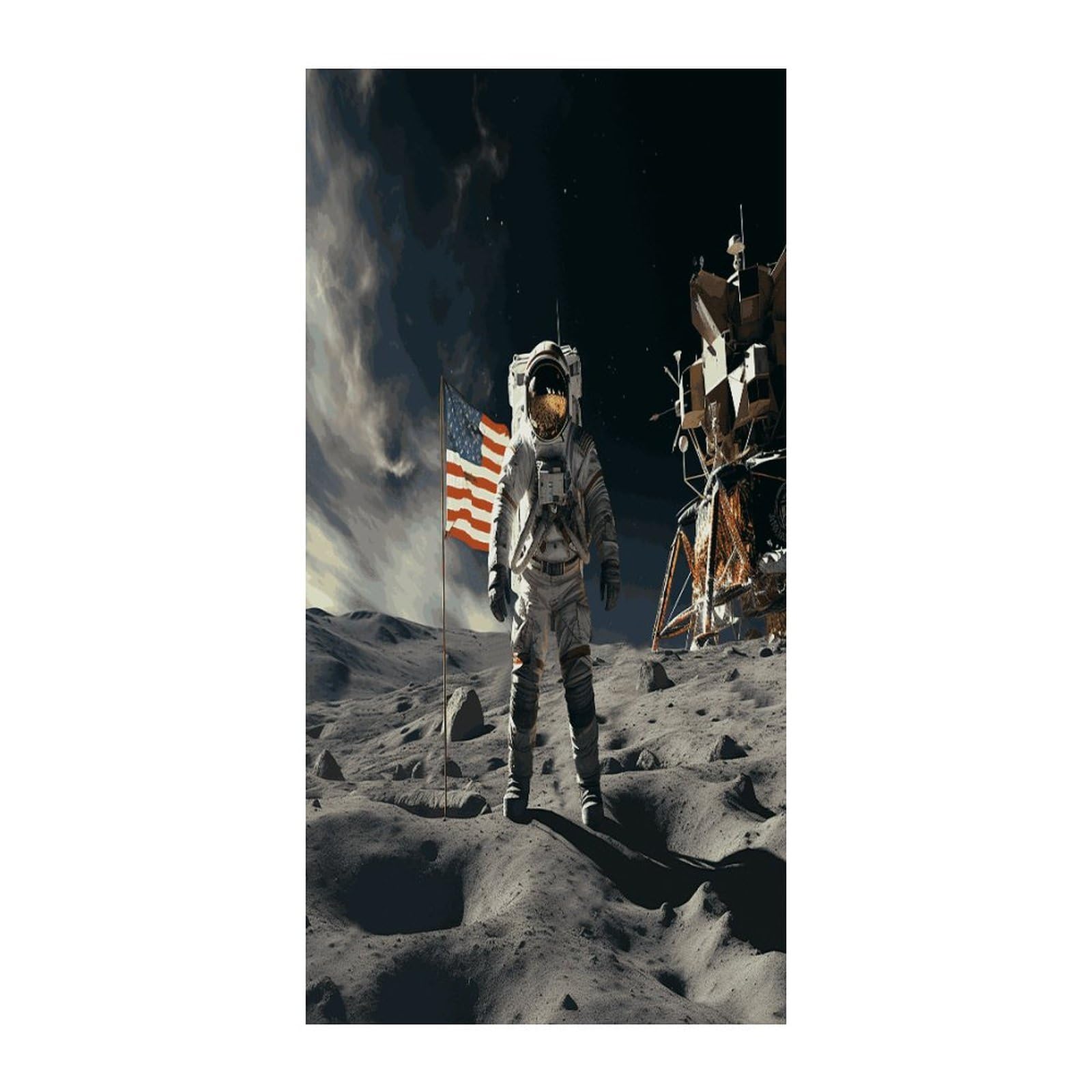 Fekiloot Style Astronaut Landing On The Moon Door Curtain Room Divider Curtains