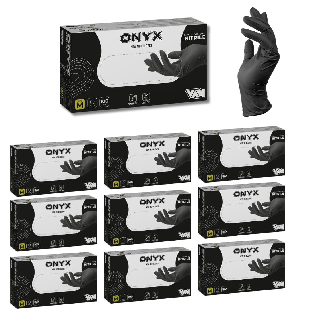Guantes de nitrilo sin polvo, paquete de 1000 unidades, guantes negros R78 - M