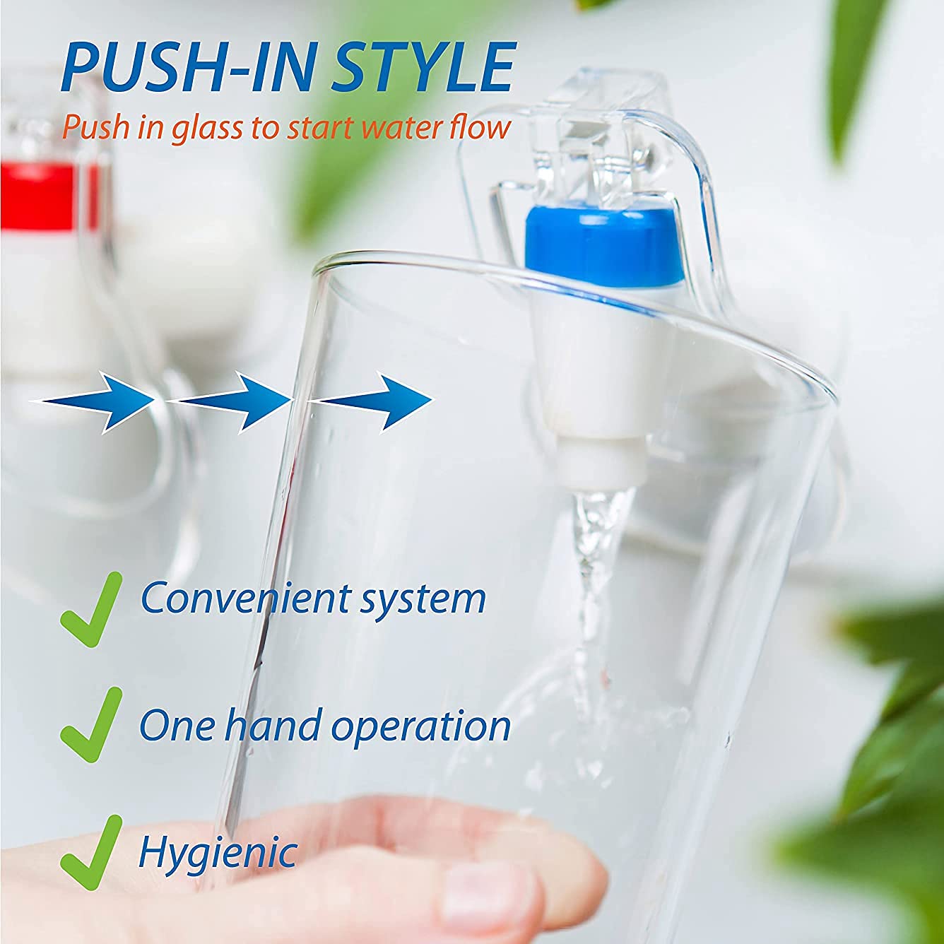 Dispenser di acqua rubinetto di spinta di ricambio - Rubinetto dell'acqua fredda e confezione blu e rosso