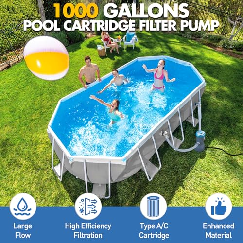 KimFilter Pro Series 1000 GPH Above Ground Pool Filter Pump, Powerful Pool Cartridge Filter Pump, Water Circulation and Filtration System - Improved Water Clarity, Pools Pumps Above Ground-Sky Blue - Thumbnail 2