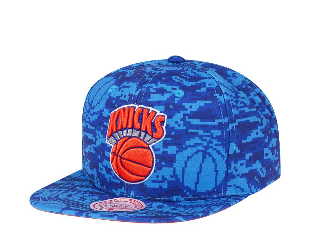 Mitchell & Ness New York Knicks NBA Team Digi Camo Hardwood Classic Snapback Cap, blue, One Size