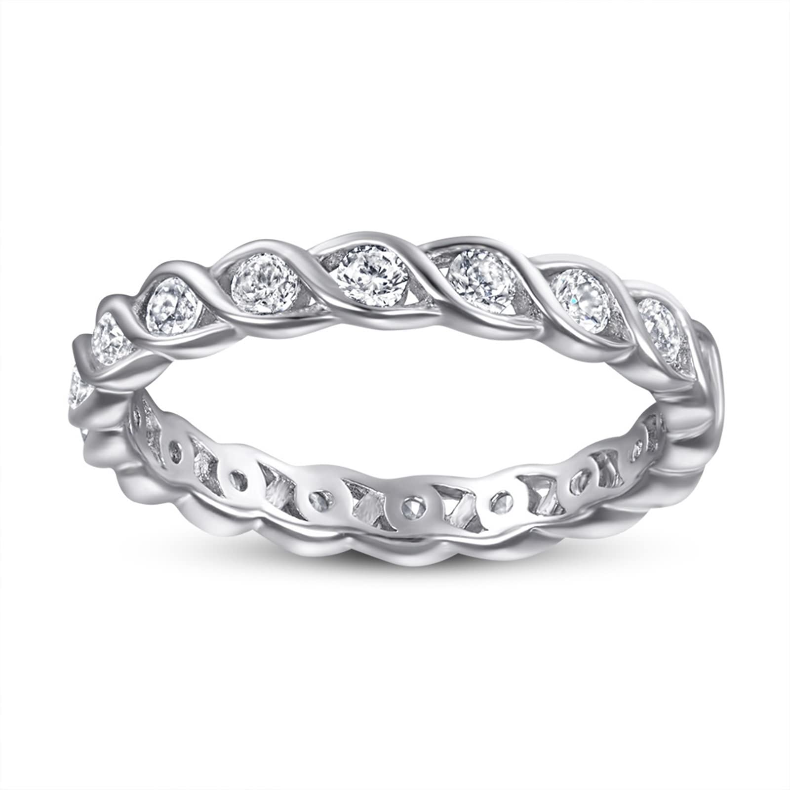 AMDXD Anillos de boda de plata 925, anillos de onda, para mujeres, niñas, niños, confirmación, regalos para niñas, joyas para mujer