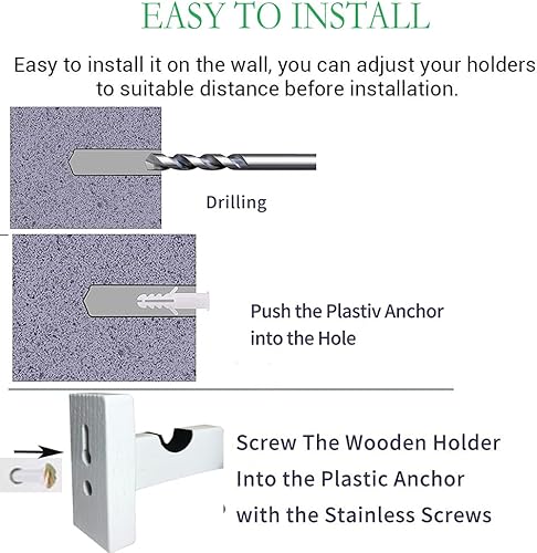 Miniatura 5 de Soporte de pared para bate de béisbol, soporte de madera maciza con tornillos ocultos para sóftbol y béisbol