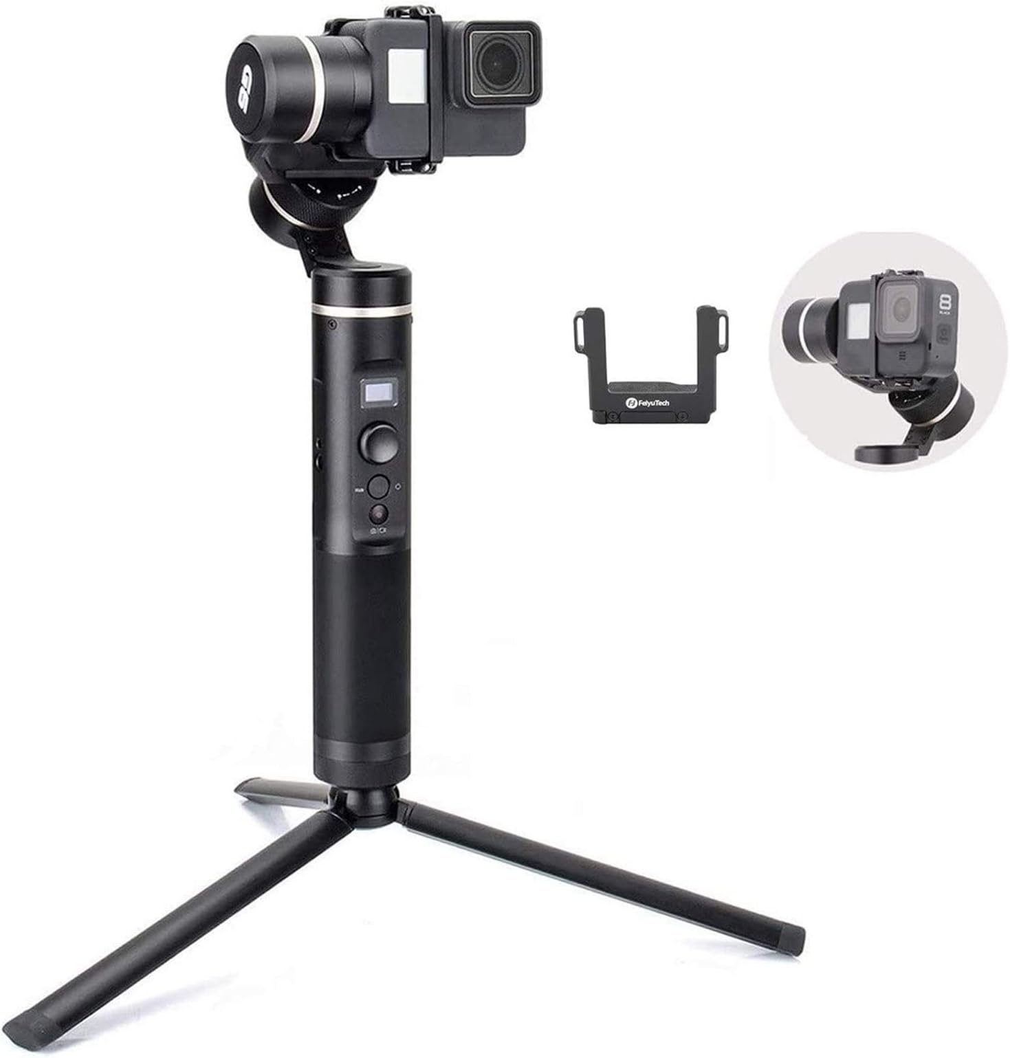 FeiyuTech FY Feiyu G6 3-Axis Splash Proof Handheld Gimbal Updated Version of G5 for GoPro Hero 8/7/6/5/4/3, Yi Cam 4K, AEE Action Cameras of Similar Size with EACHSHOT Mini Tripod