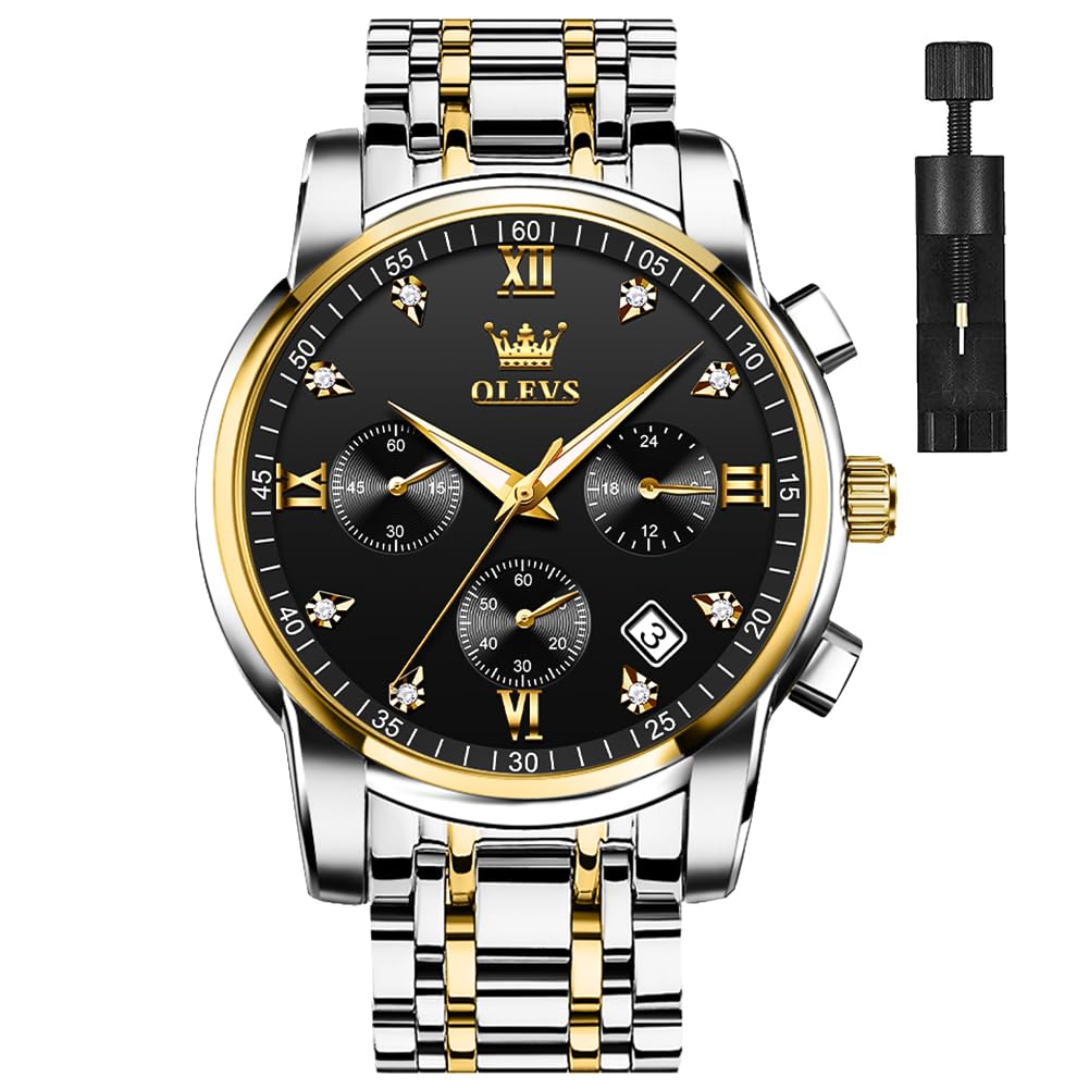 OLEVSOLEVS Mens Watches Chronograph Business Dress Quartz Stainless Steel Waterproof Luminous Date Wrist Watch