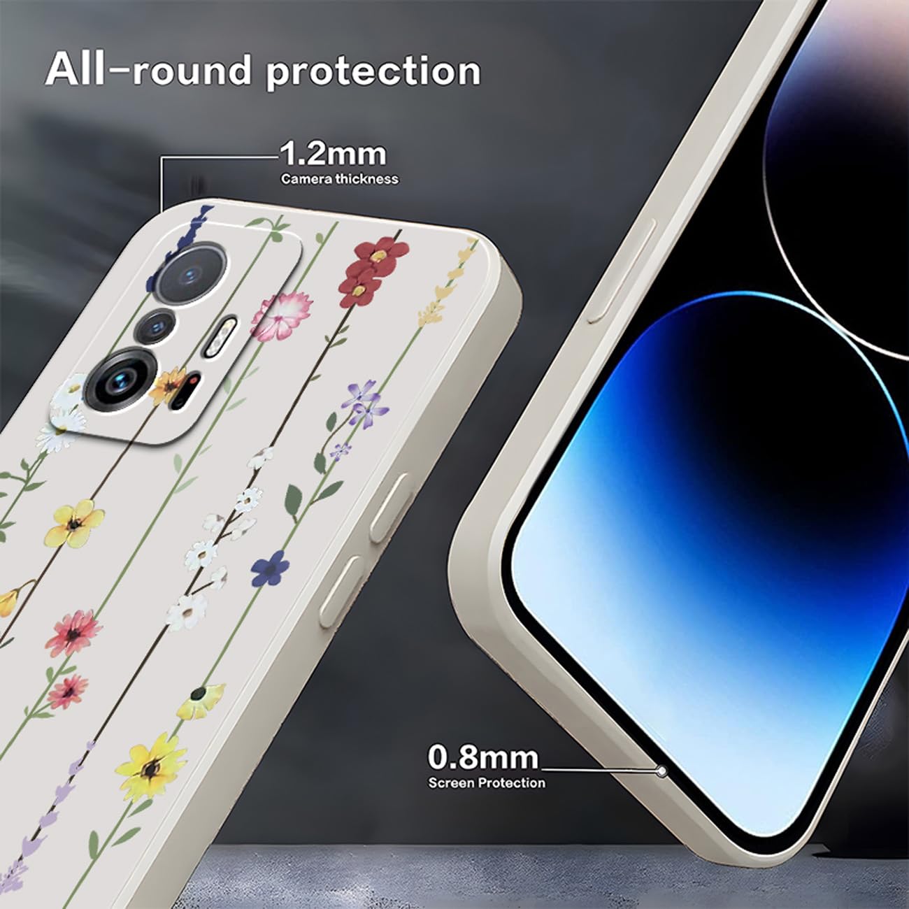 Cover Per Xiaomi 11T PRO 5G / 11T 5G Con Brillantini - Silicone Morbido TPU, Effetto Marmo Bianco, Antiurto