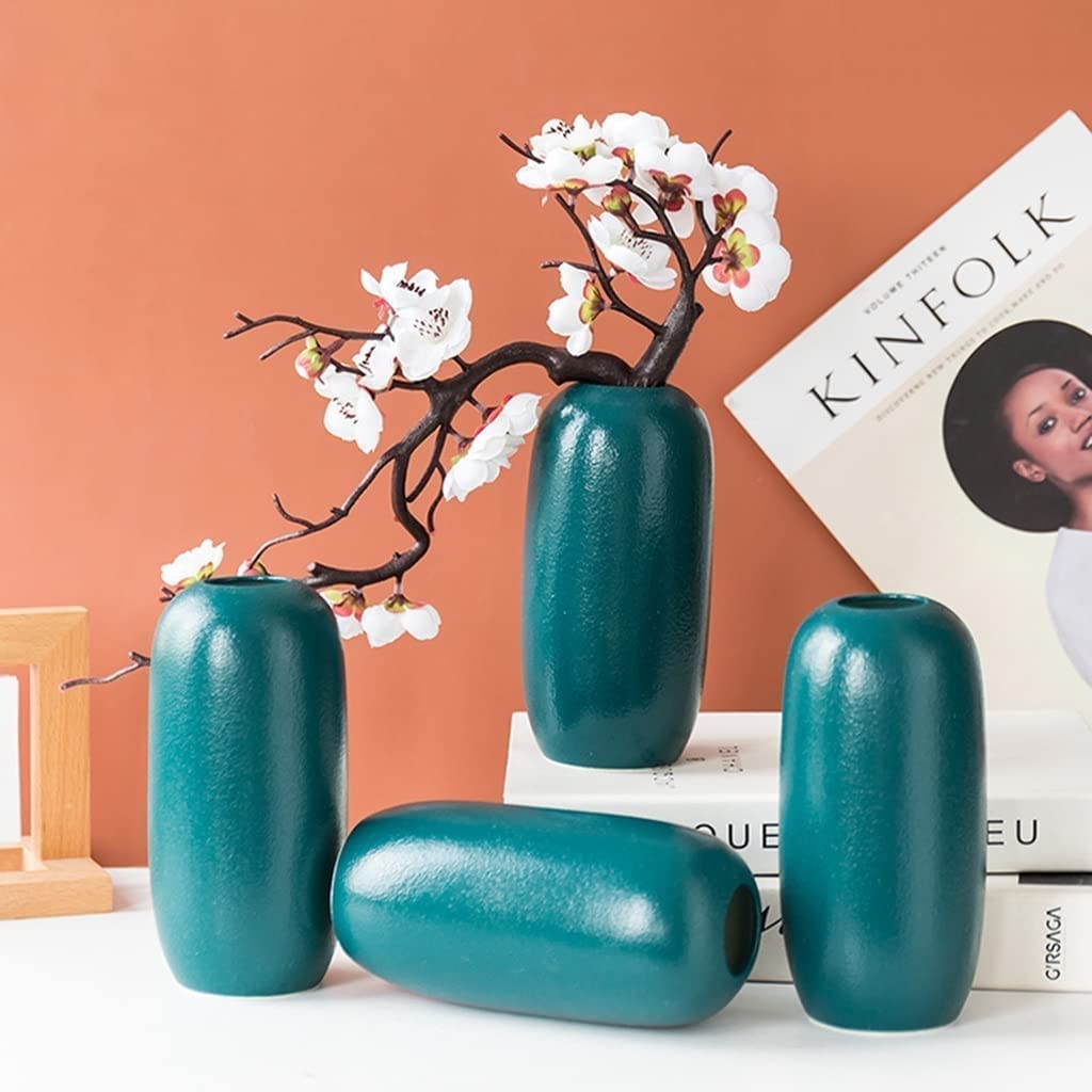 AAPIE Vaso di Fiori retrò Vasi in Ceramica per Fiori Vaso Verde Scuro per scrivania Accessori Decorativi per la casa (15,5 x 7,3 cm)