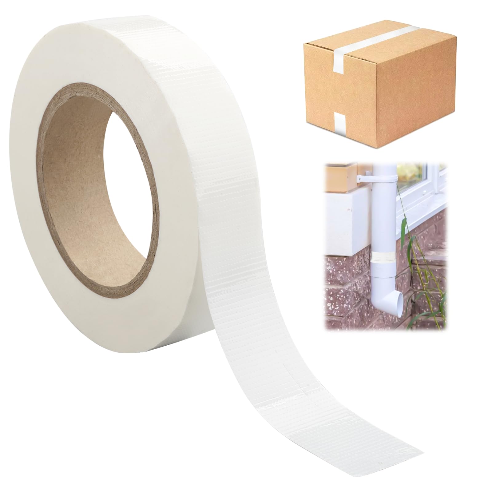 30 mm*50 m Nastro Telato, Duct Tape Resistente All'acqua, Bianco Nastro Ripara, Nastro Adesivo Subacqueo, Nastro Autoagglomerante per Riparazioni, Imballaggio,Fissaggio, Marcatura e Sigillatura
