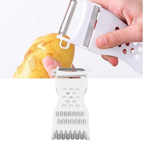 Miniatura 5 de Cocina de mano multifuncional blanco simple pequeño pelador portátil herramientas de plástico para pepino patata zanahoria rallador verduras y