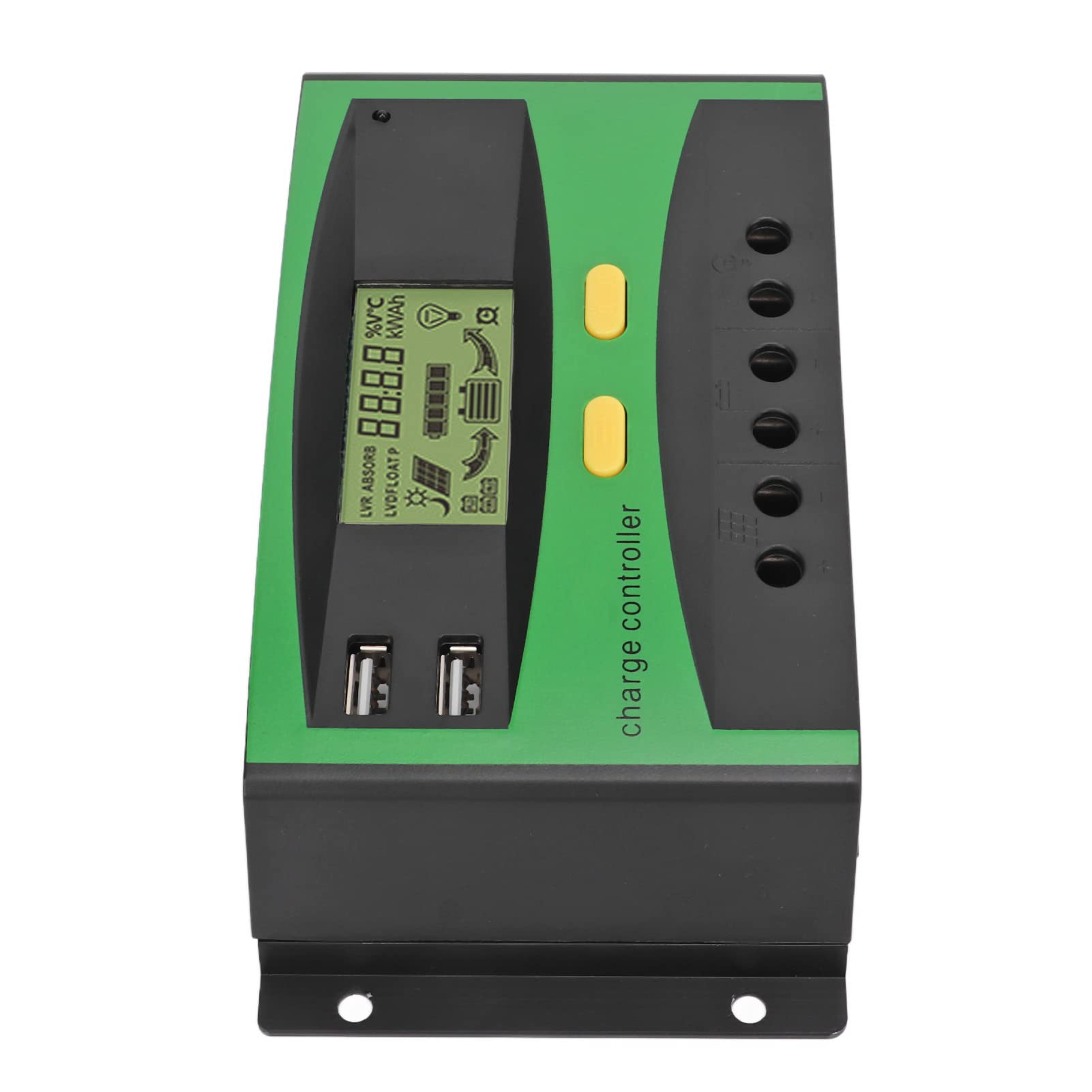 Regolatore di Carica Solare Riconoscimento Automatico Regolatore Intelligente a Doppia Tensione per Sistemi di Energia Solare PVC MG Lega di Alluminio 1 unità (60a-12V/24V)
