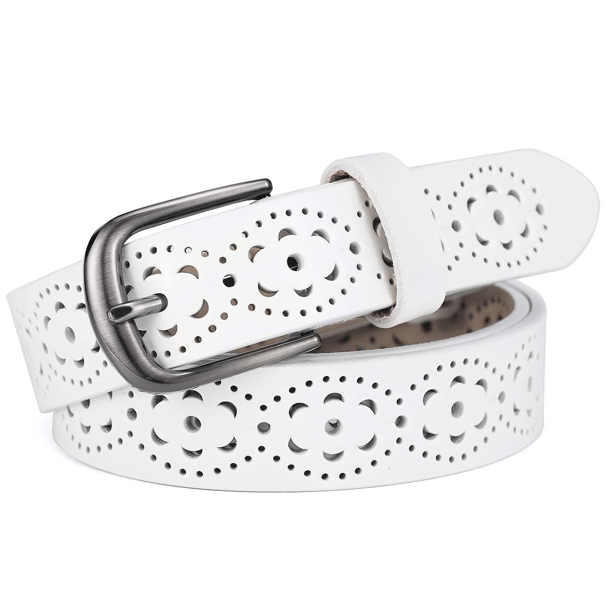 McFanBe Damen Ledergürtel für Kleid Jeans Hosen Damen Mädchen Taille Gürtel Alu Schnalle