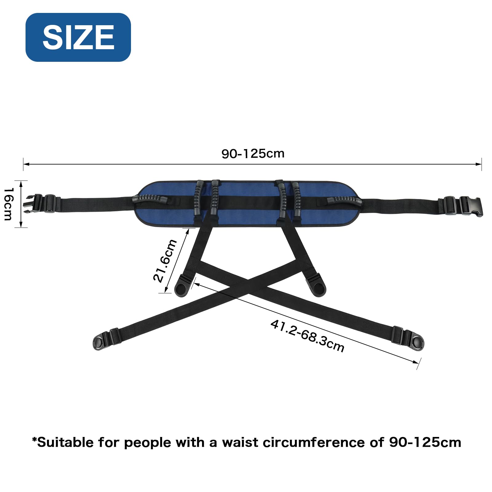 Ceinture de transfert avec 6 poignées (bleu foncé)