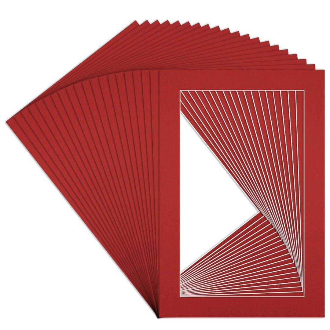 Procut Global 6x4" Crimson Picture Mounts to Fit 5x3" Aperture - Precision Cut Cardboard Photo Mount - Ideal for Frames, Prints, Artwork & Certificates - Sizes & Colours Available - 20 Pack