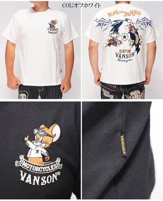 VANSON トム＆ジェリー半袖Tシャツ2枚セット VANSON バンソン × TOM AND JERRY トムとジェリー コラボ 半袖