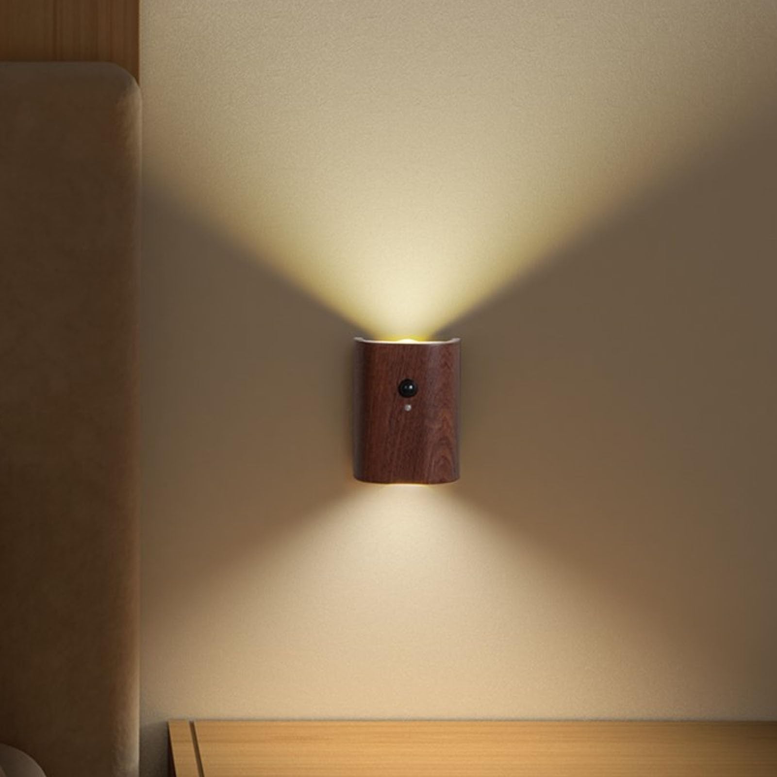 Luce Notturna del Corridoio del Sensore di Movimento, Rilevamento del Corpo Umano e Luce Notturna a LED a Doppia modalità Sensibile Alla Luce, Realizzata in Legno con Direzione