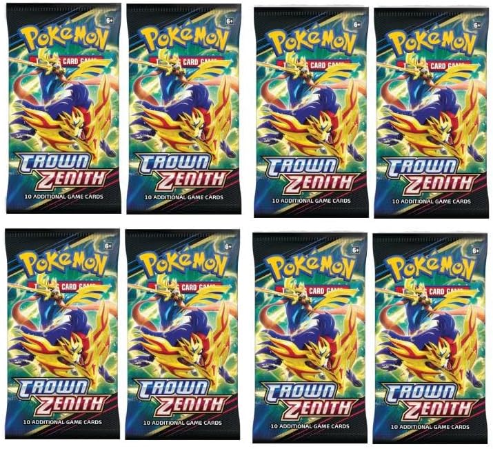 Paquete de 8 cartas coleccionables Pokémon Crown Zenith - Paquete de 10 cartas de refuerzo
