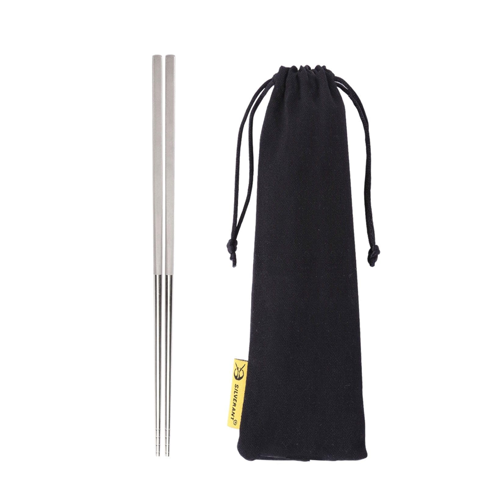 SILVERANT Titanium Long Handle Chopsticks, Ultralight Camping Cutlery Outdoor Utensils for Backpacking Hiking & Bushcraft Flatware (Longhandled Chopstick)