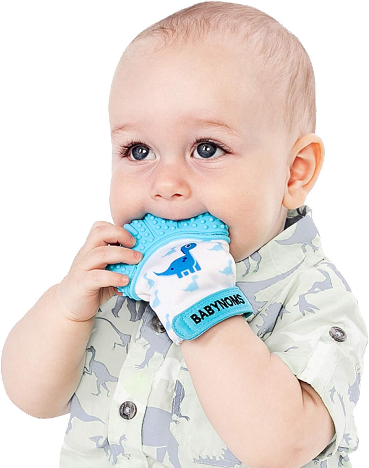 Amazon.com : BabyNoms Teething Mitten | The Original Paw Safe Silicone ...