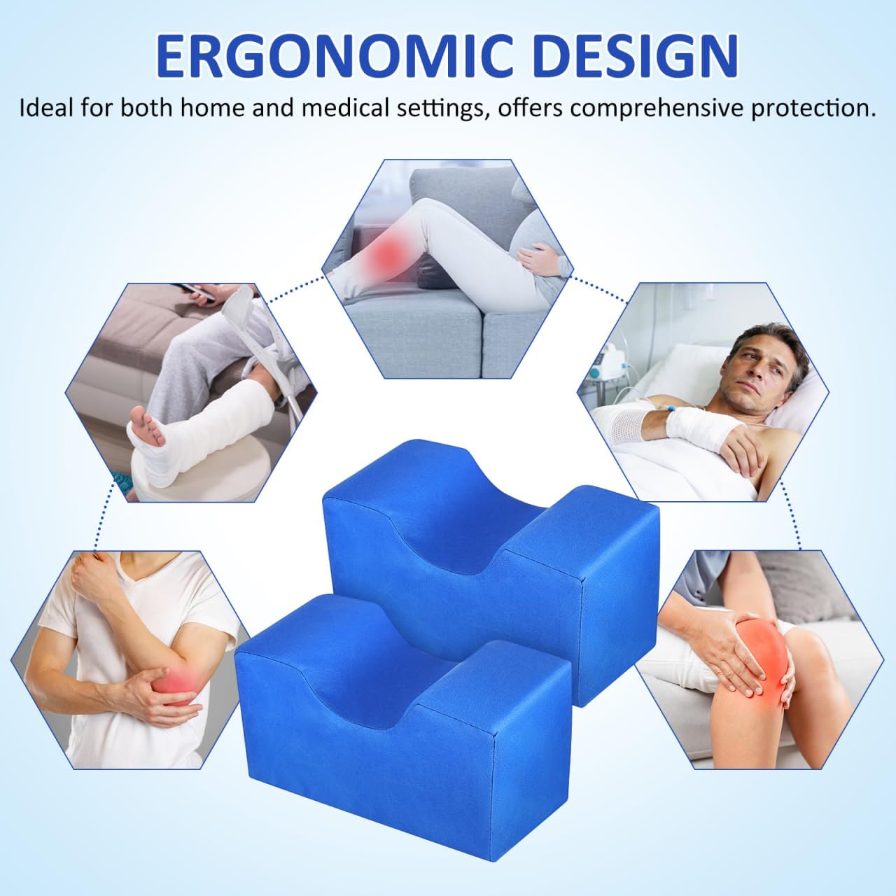 Protective Hand and Foot Pads 2-Pack Cushion for Bedridden Patients with Foot Elevator Pillow for Pressure Relief and Injury Protection 7.87X3.94 Inches Blue