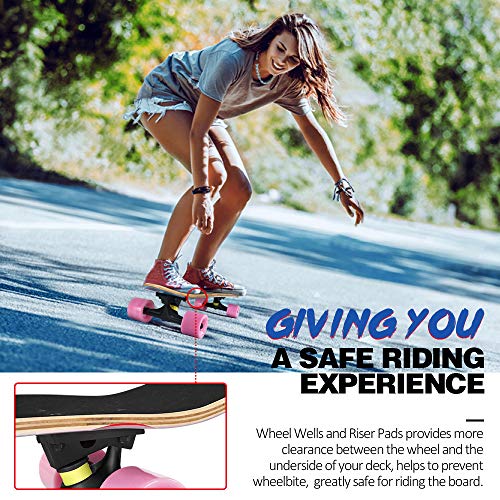 image for BELEEV Cruiser Skateboards for Beginners, 27 Inch Complete Skateboard 