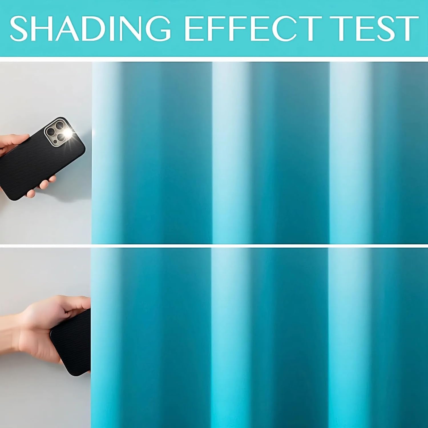 WUBODTI Teal Blackout Curtains 63 Inches Long 2 Panels for Bedroom, Turquoise and White Ombre Curtain Panels Room Decor Gradient Thermal Insulated Room Darkening Drapes for Kids Room Kitchen image 4