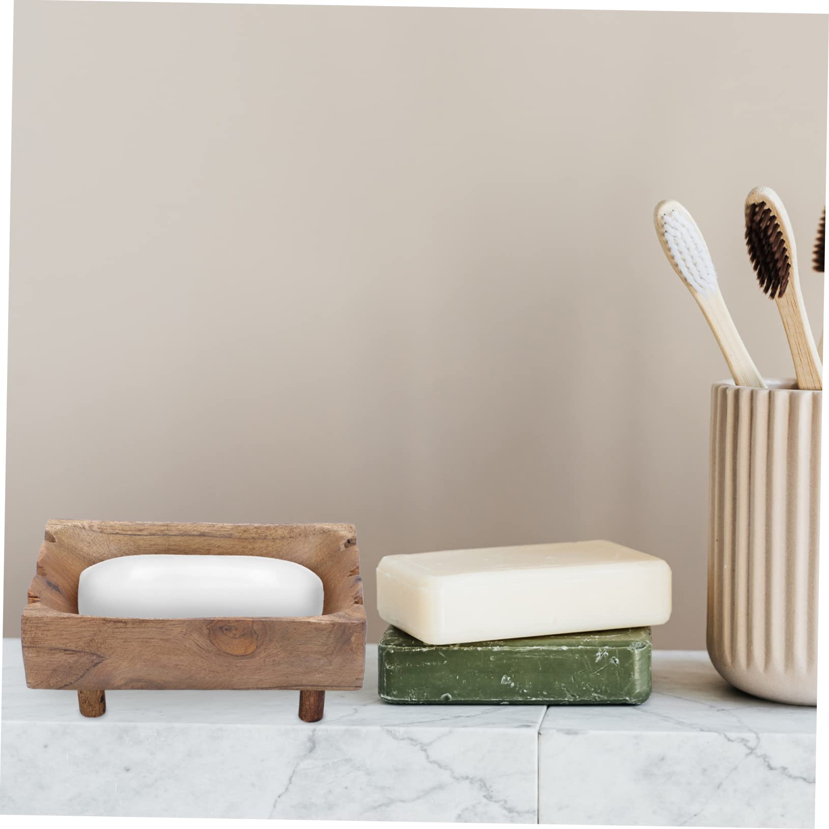 Happyyami Jabonera de Madera Pequeña Diseño Natural Mantiene el Jabón Limpio y Previene la Proliferación de Sustancias Dañinas para Baño