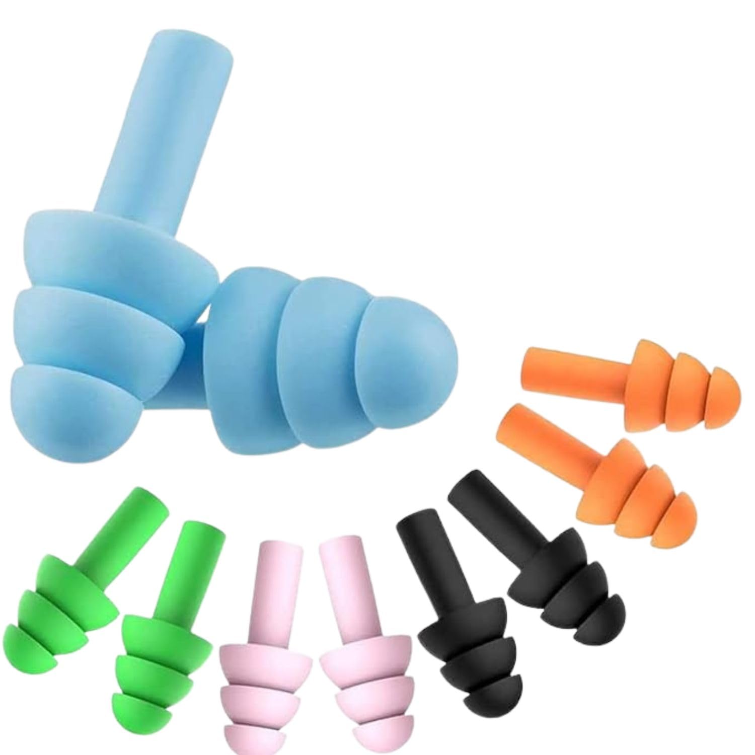 Storn Reusable Silicone Earplugs, 5 Pairs of Noise Reduction Ear Plugs, Suitable for Sleeping, Swimming, Snoring, Concerts, Airplanes, Travel,work (Multicolor)-picture-20