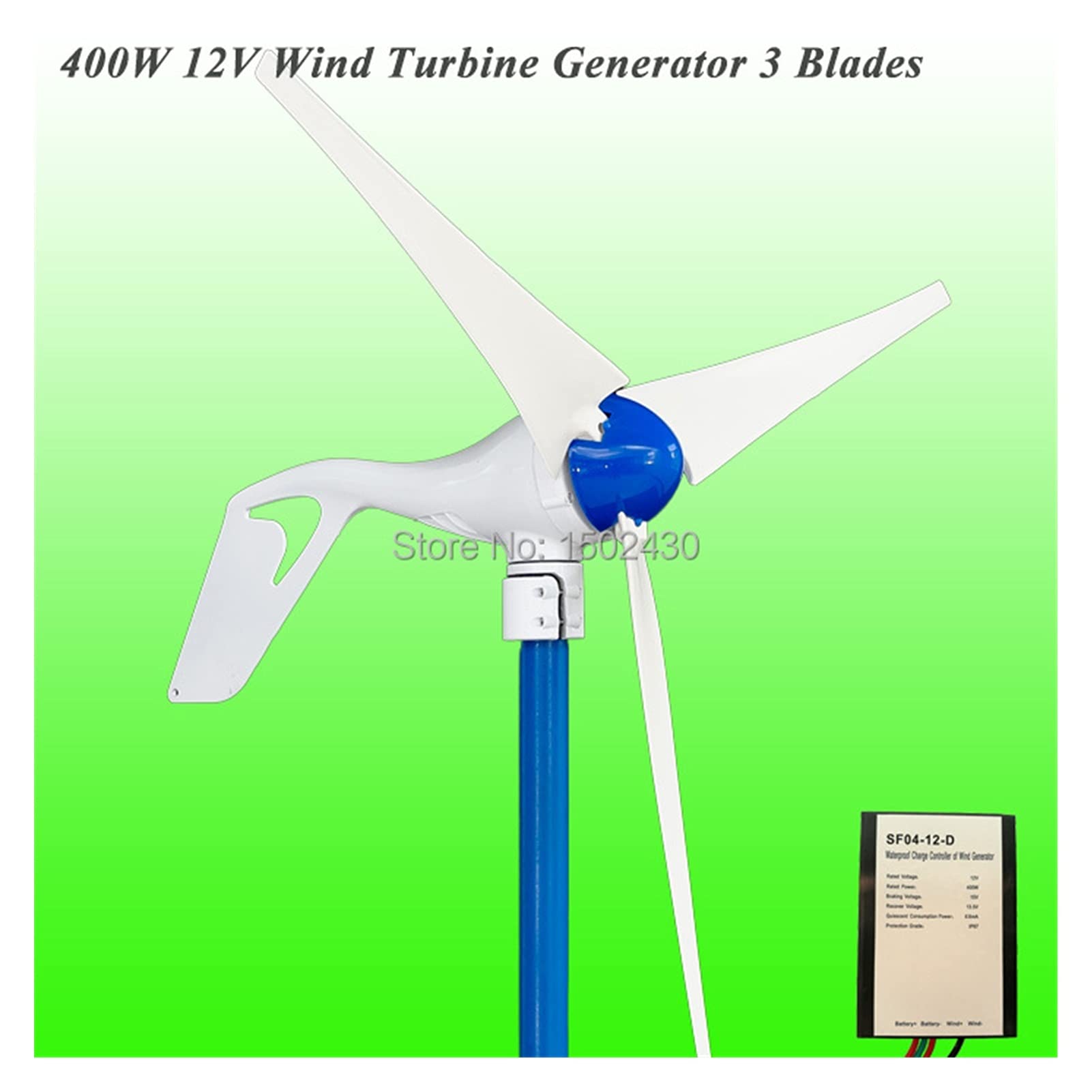 Magnes stały Generator wiatru z prostownikiem 5 sztuk DC12V / 24 V 400W Generator wiatru(Without Controller,3 BLADES_12)