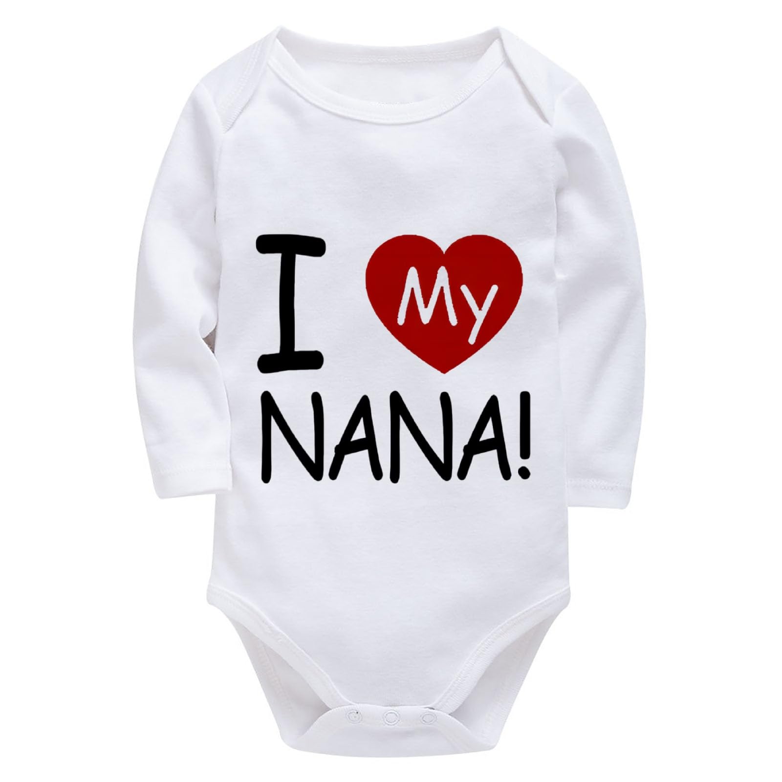 WOOYONGING I Love My NANA Romper for Baby Long Sleeve Coming Home Outfit Gender Neutral Newborn White Baby Girl Romper 3 Month