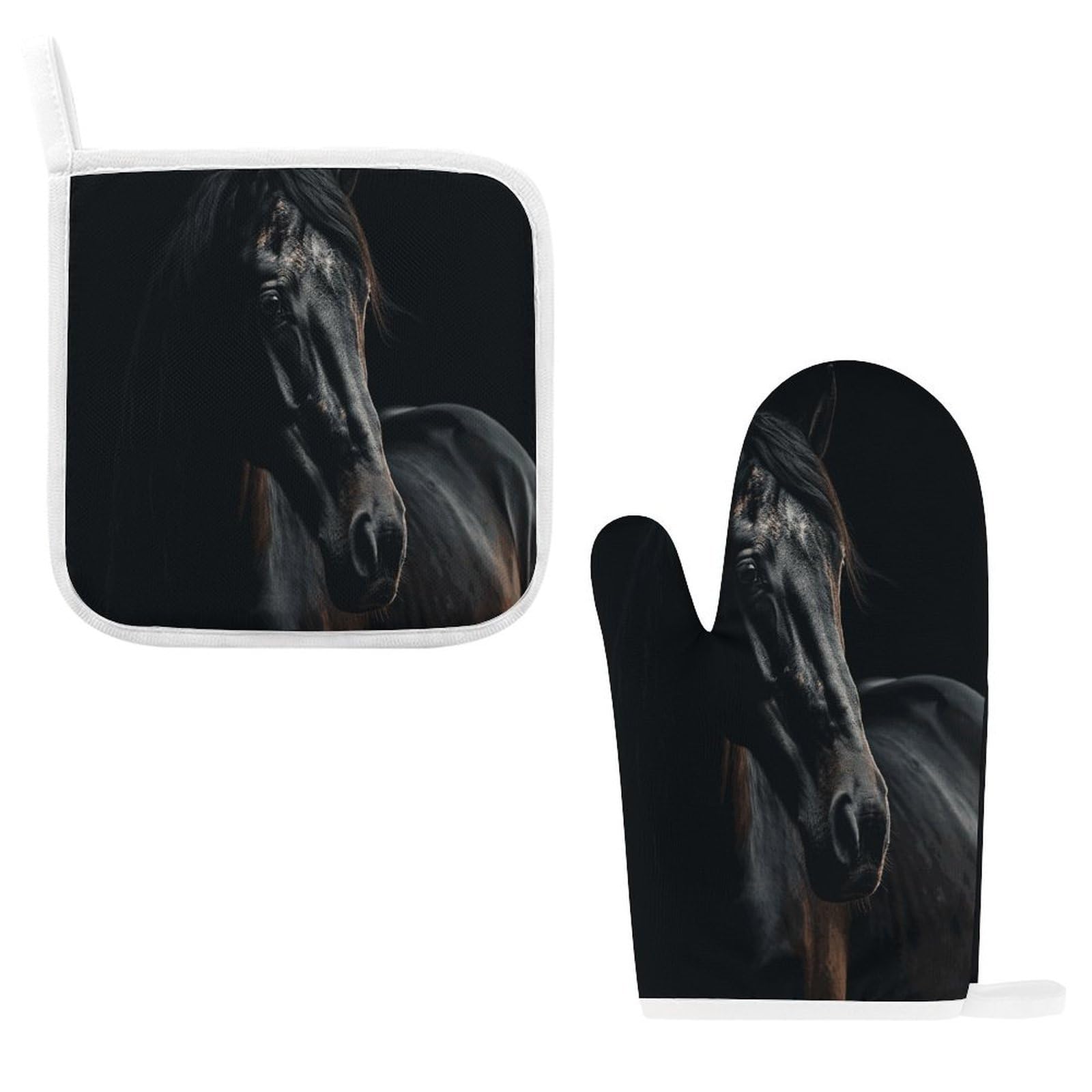 Btcowzrv Style A Dark Horse Oven Mitts And Pot Holders 2Pcs Set