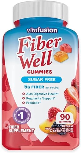 ikj Gomitas de suplemento de fibra sin azúcar, sabor a frutas, 90 unidades