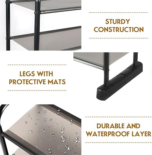 Miniatura 5 de Liviza Organizador de zapatos de 10 niveles, almacenamiento duradero para zapatos, estante grande para 30 pares, torre de zapatos con marco de