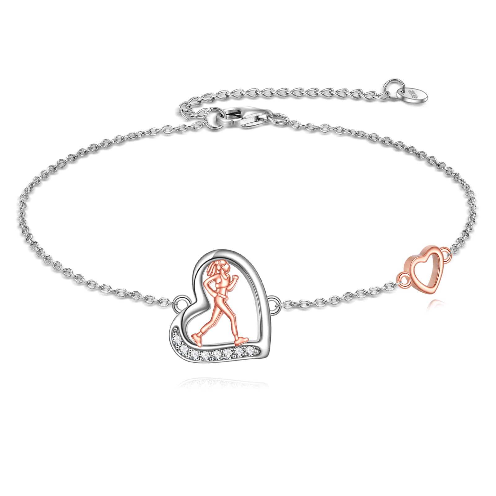YFN Bracciale Sportivo 925 Argento Sterling Bracciale Sportivo Hobby Cuore Gioielli Regalo per Atleti Signore