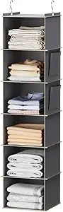 Hanging Closet Organizer and Storage, 6-Shelf Closet Hanging Storage Shelves, Grey