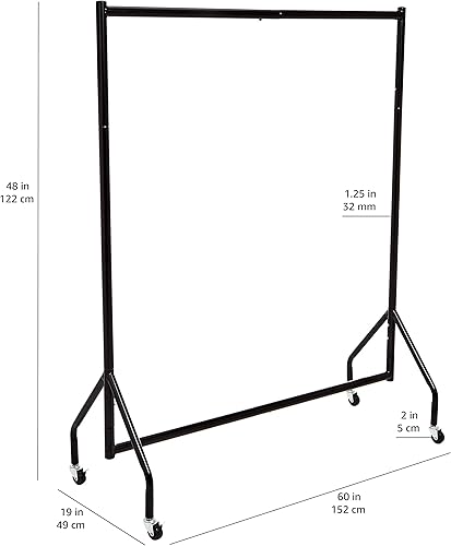 Miniatura 7 de Yaxa Basics Perchero enrollable resistente, para ropa colgante, organizador y almacenamiento, 1,21 x 1,52 m - Negro