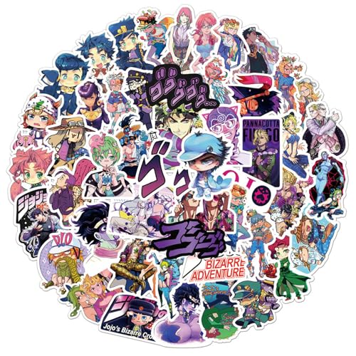 50Pcs JoJo's Bizarre Cartoon Adventure Stickers for Kids Teens Girls Adult, Waterproof Vinyl Movie Decal for Water Bottle Skateboard Guitar Travel Case Bike Laptop,Car Bumper,Luggage,Phone (JO)