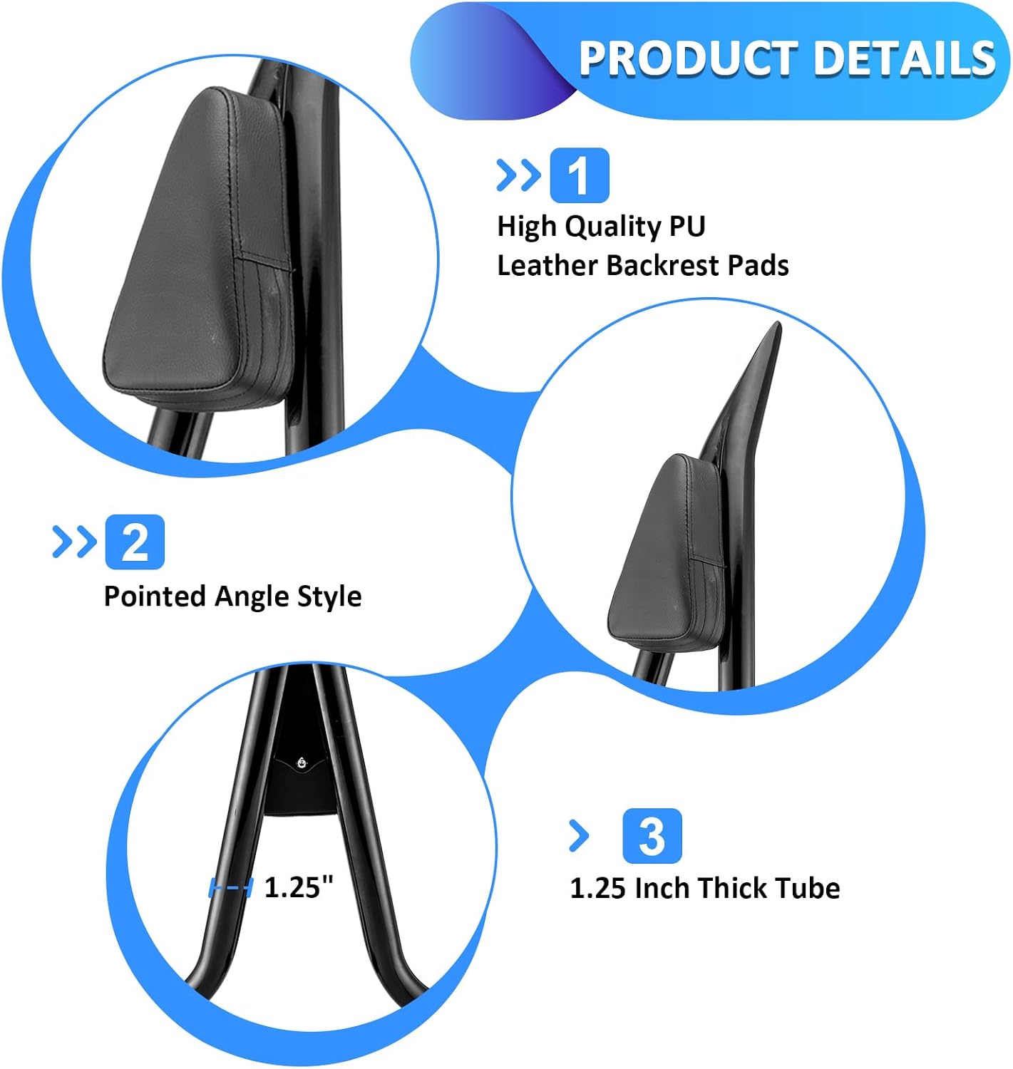 Wsays 24" Sissy Bar Passenger Backrest Sharp Angle Compatible with Harley Softail Heritage Classic FLHC/S Street Bob FXBB/S Deluxe FLDE Slim FLSL Standard FXST 2018-2025, Gloss Black