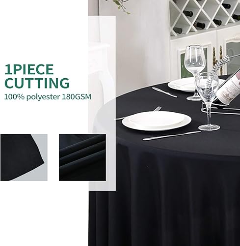 Miniatura 8 de Surmente Mantel redondo de poliéster de 120 pulgadas para bodas, banquetes o restaurantes (negro)