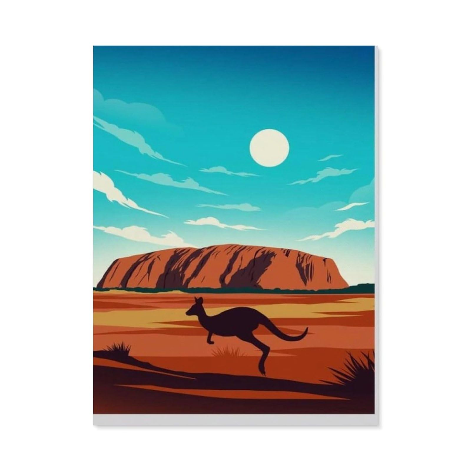 BEAYODKP Paint by Numbers for Adults，Ayers Rock Australia Vintage Travel Poster，Canvas Adults' Paint by Number Kits on Canvas DIY Oil Painting by Numbers for Adults(40x50cm-AK52