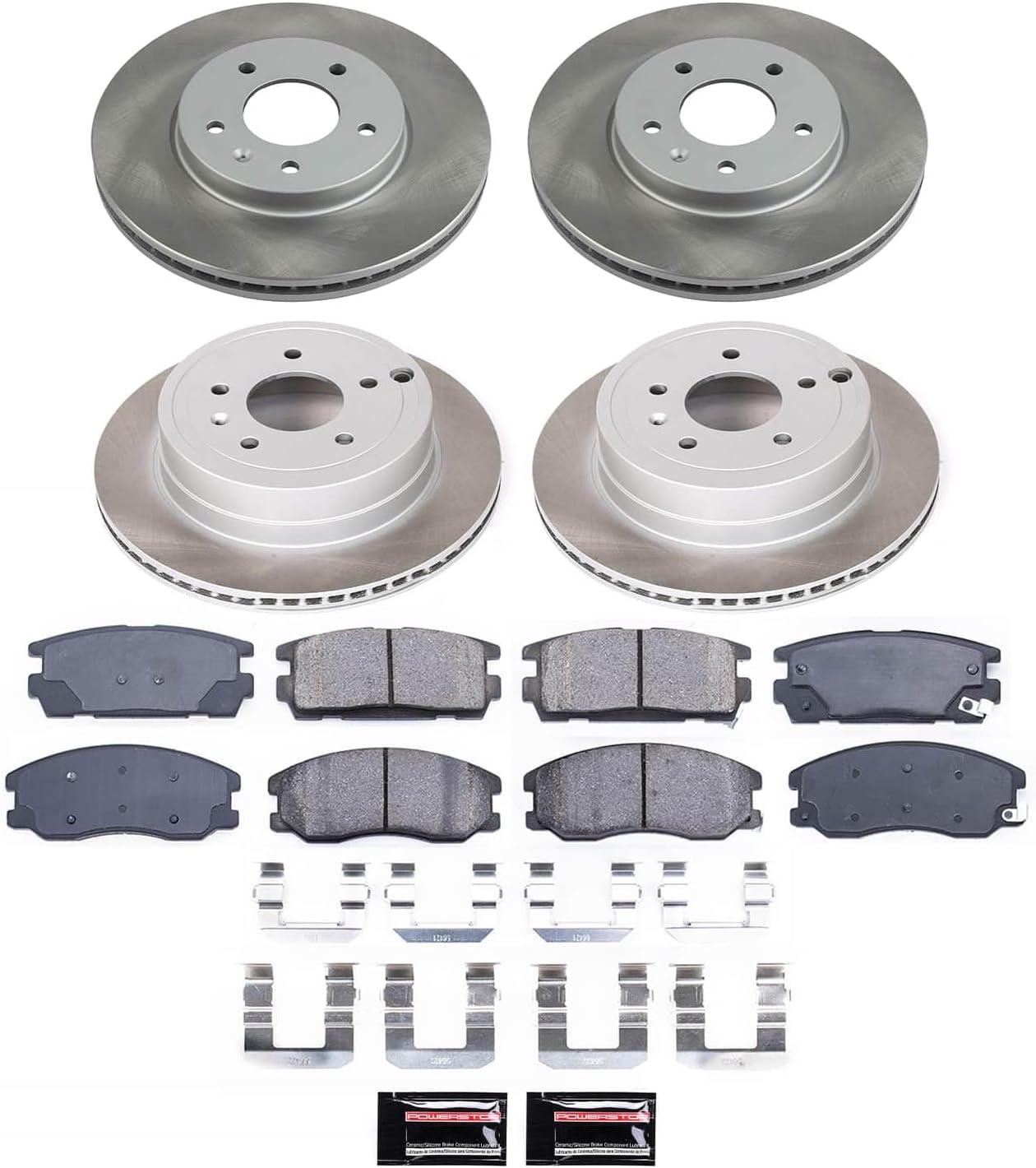PowerStop Front and Rear Brake Kit for Chevrolet Captiva Sport 2012-15 |Equinox 2007-09 |Pontiac Torrent 2007-09 |Saturn Vue 2008-10 - Ceramic Brake Pads + Semi Coated Rotors Replacement, SC2091