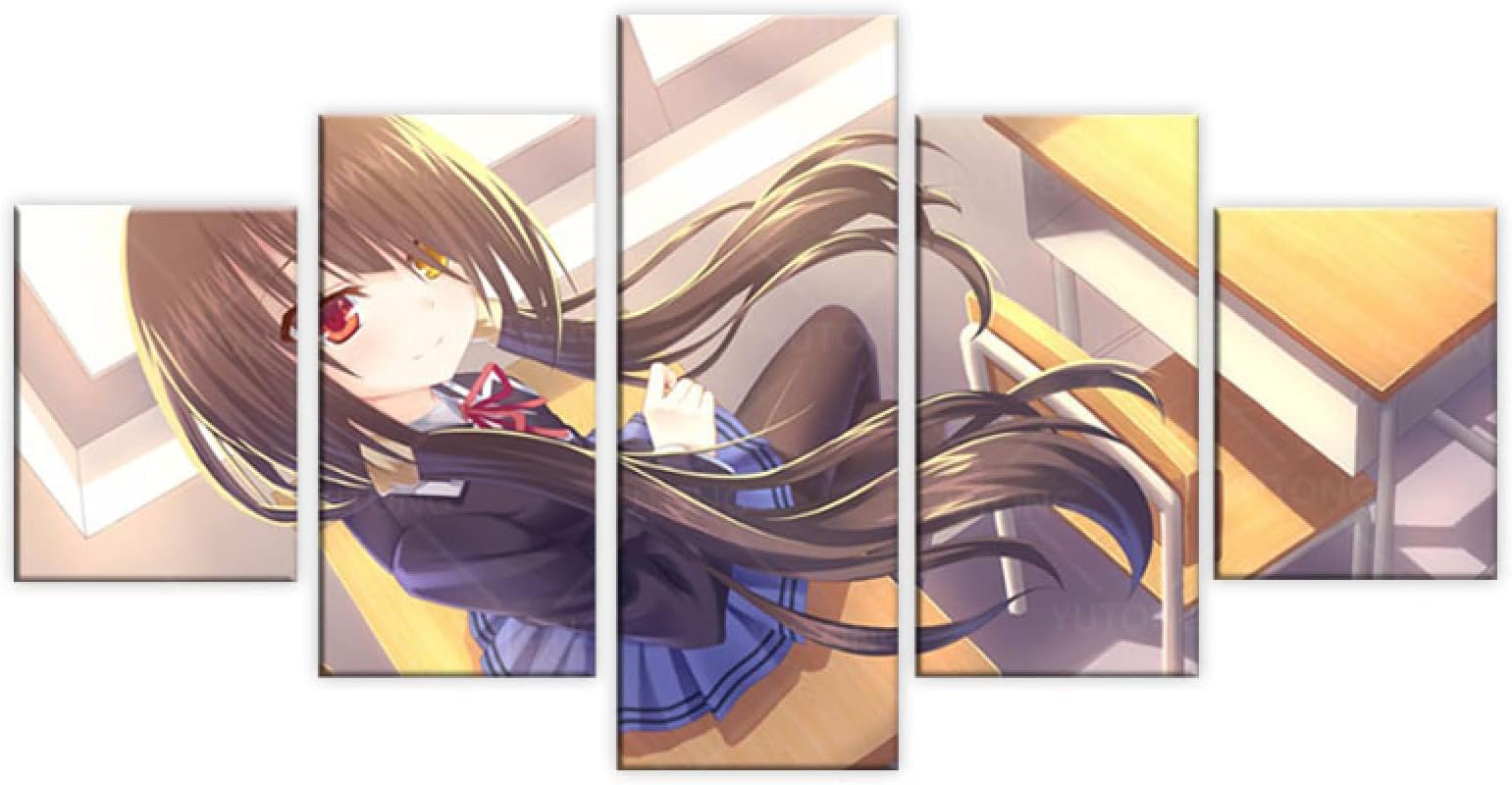 Posters Prints Anime Date A Live Canvas Painting Wall Art Home Decor 5 Piece Kurumi Tokisaki Posters Living Room Pictures (No Frame) 150x80cm