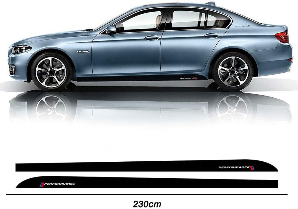 2 Pieces Matte Black Performance Side Skirt Racing Stripes Decal Stickers for BMW f10 f11 f01 f02 f03 f04 g30 Accessories - 230CM